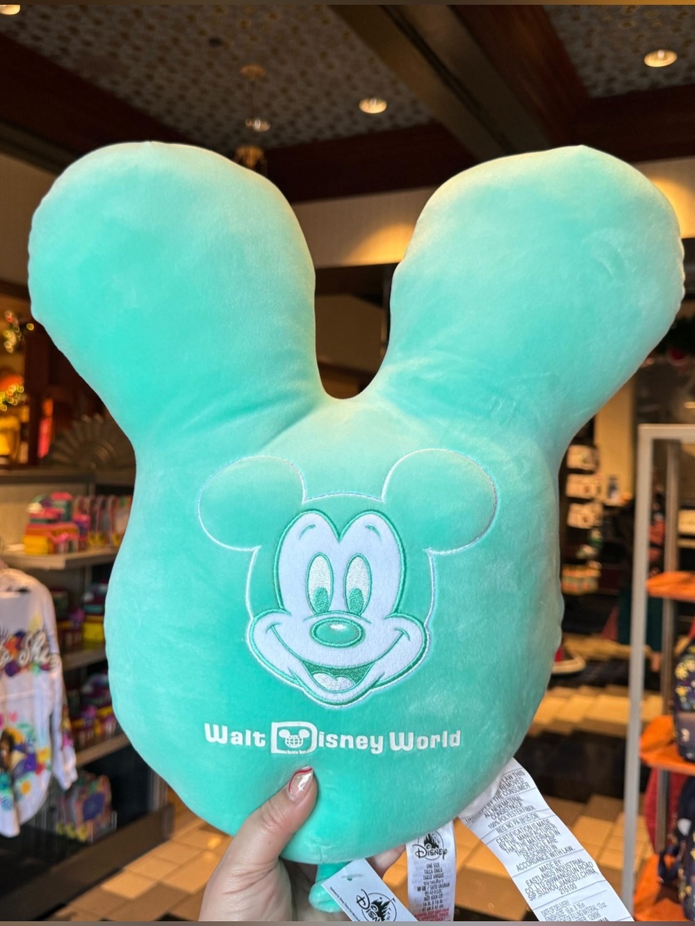 Walt Disney World Teal ‘Play in the Park’ Mickey Plush Balloon Pillow